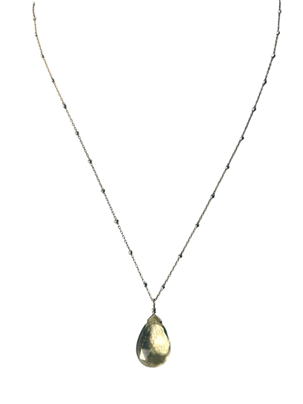 NEW Vermeil Citrine Teardrop Pendant Station Necklace 18”
